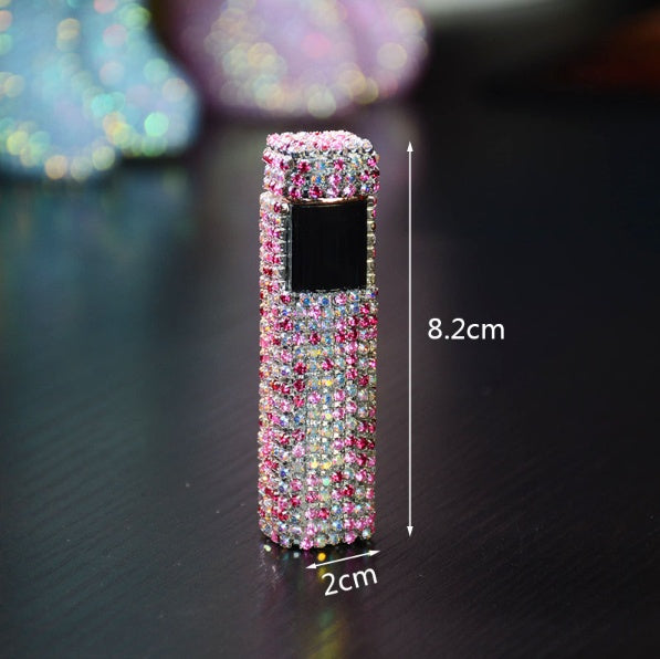 Rhinestone Touch Screen USB Rechargeable Windproof Smoke Lighter