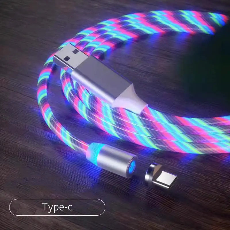 Magnetic Charging Cable Streamer Fast Charging Cable Lighting Micro USB Cable LED Magnet Charger Type-C Cable Weselleverythingnow