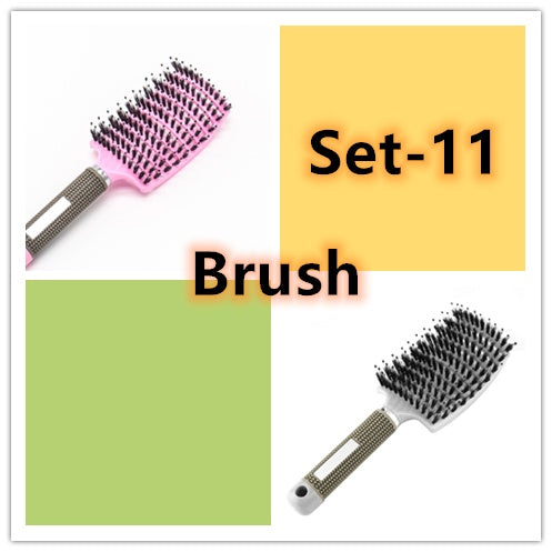 Women Detangler Hair Brush Bristle Nylon Scalp Massage