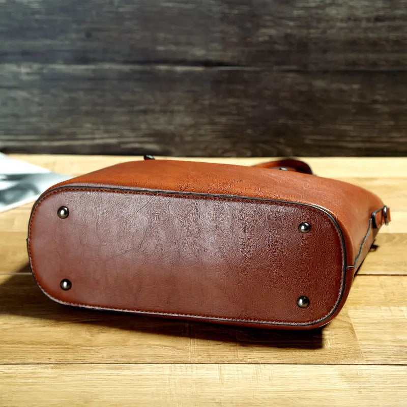 Simple Oil Wax Leather Messenger Shoulder Bags Women's High Capacity Portable Tote Bag Weselleverythingnow