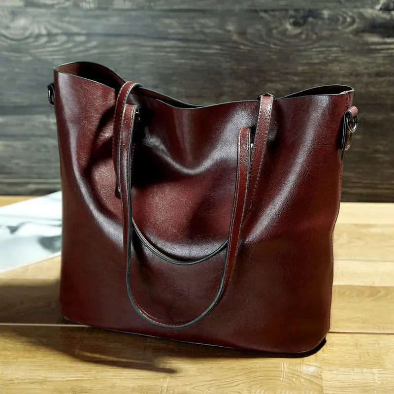 Simple Oil Wax Leather Messenger Shoulder Bags Women's High Capacity Portable Tote Bag Weselleverythingnow