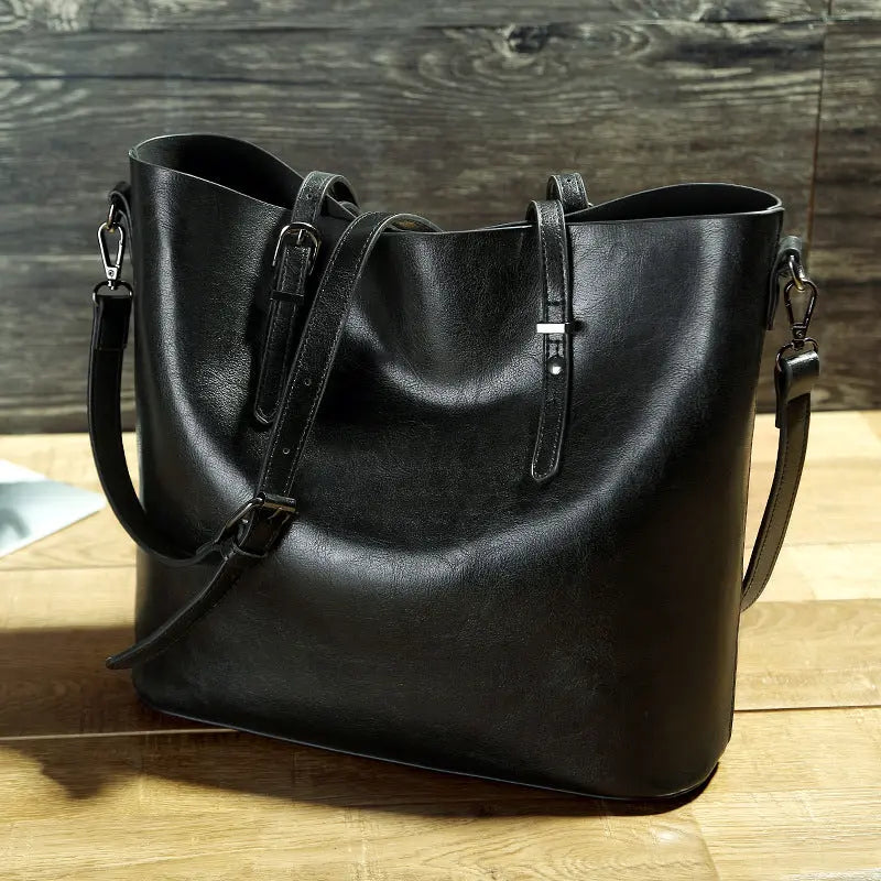 Simple Oil Wax Leather Messenger Shoulder Bags Women's High Capacity Portable Tote Bag Weselleverythingnow