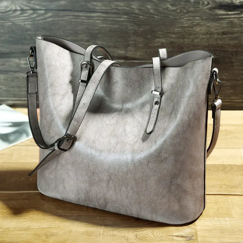 Simple Oil Wax Leather Messenger Shoulder Bags Women's High Capacity Portable Tote Bag Weselleverythingnow