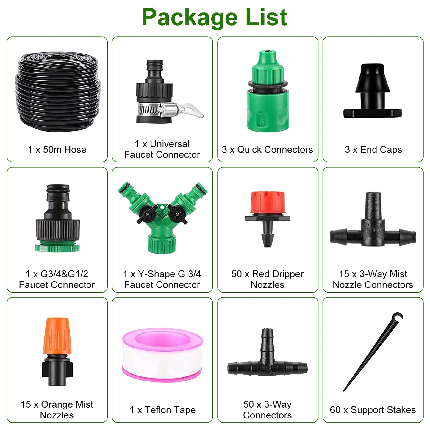 164FT Drip Irrigation Kit Automatic Garden Irrigation System Misting Plant Watering Drip Kit For Garden Greenhouse Flower Bed Patio Lawn