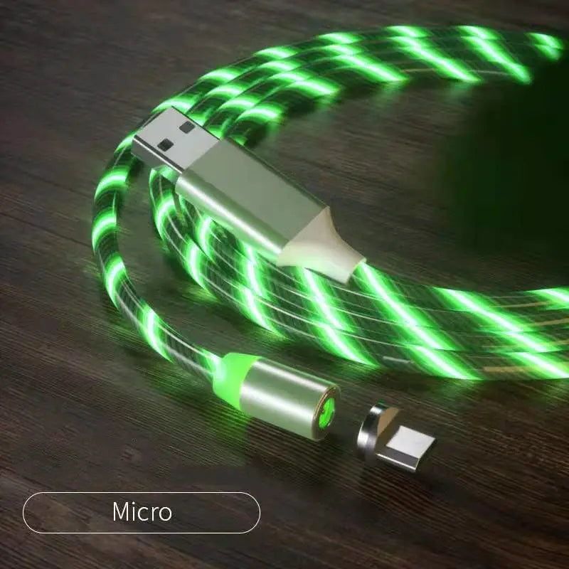 Magnetic Charging Cable Streamer Fast Charging Cable Lighting Micro USB Cable LED Magnet Charger Type-C Cable Weselleverythingnow