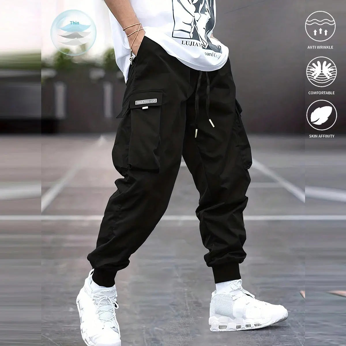 Multi-pocket Cargo Pants Men's Casual Hip-Hop Drawstring Trousers Outdoor Streetwear Sports Pant Weselleverythingnow