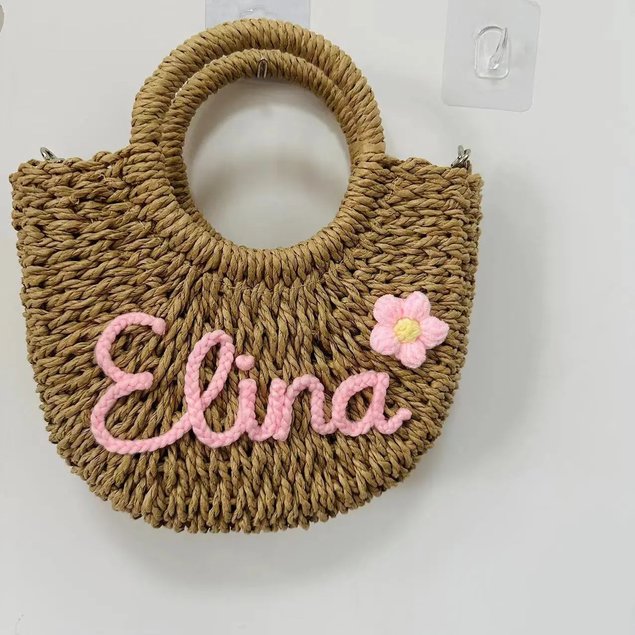 DIY Letter Name Seaside Vacation Style Grass Woven Handbag Straw Tote Crossbody Bag Weselleverythingnow