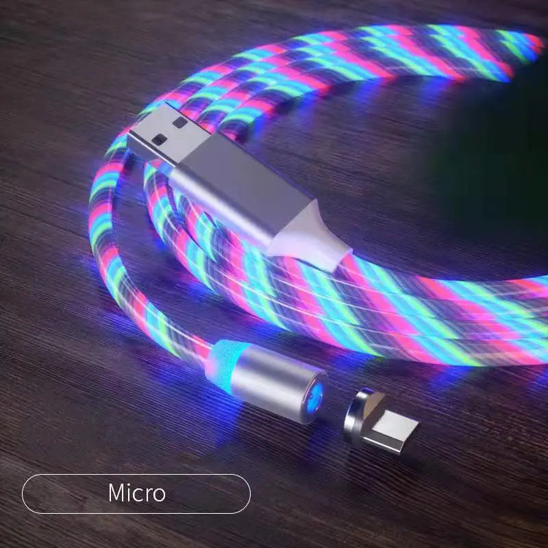 Magnetic Charging Cable Streamer Fast Charging Cable Lighting Micro USB Cable LED Magnet Charger Type-C Cable Weselleverythingnow