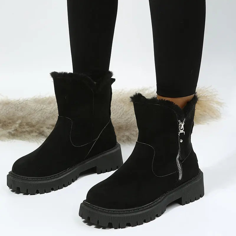 Thick Plush Snow Boots Women Faux Suede Non-slip Winter Shoes Weselleverythingnow