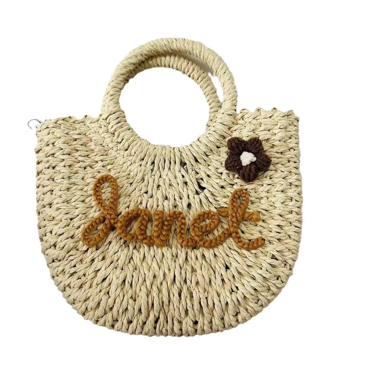 DIY Letter Name Seaside Vacation Style Grass Woven Handbag Straw Tote Crossbody Bag Weselleverythingnow