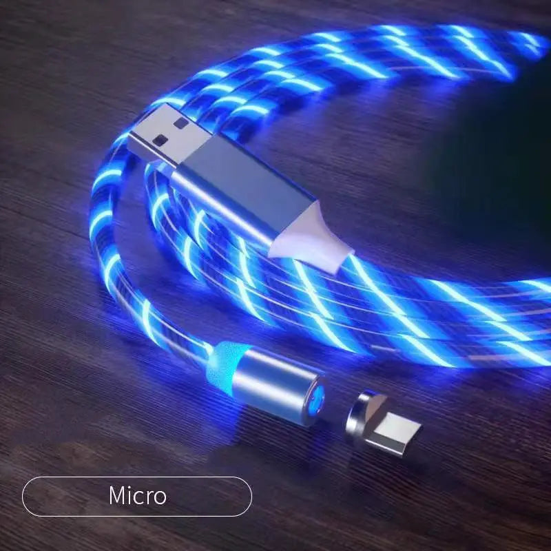 Magnetic Charging Cable Streamer Fast Charging Cable Lighting Micro USB Cable LED Magnet Charger Type-C Cable Weselleverythingnow