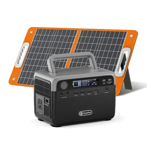 Flashfish 300W Power Station + 60W Solar Panel 230.4Wh LiFePO4 (Peak 600W) Solar Generator AC Outlets Portable Power Station,Power Bank, Battery Backup For Hurricane Emergency/Outdoor Camping Weselleverythingnow