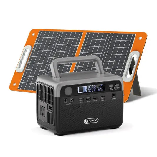 Flashfish 300W Power Station + 60W Solar Panel 230.4Wh LiFePO4 (Peak 600W) Solar Generator AC Outlets Portable Power Station,Power Bank, Battery Backup For Hurricane Emergency/Outdoor Camping Weselleverythingnow