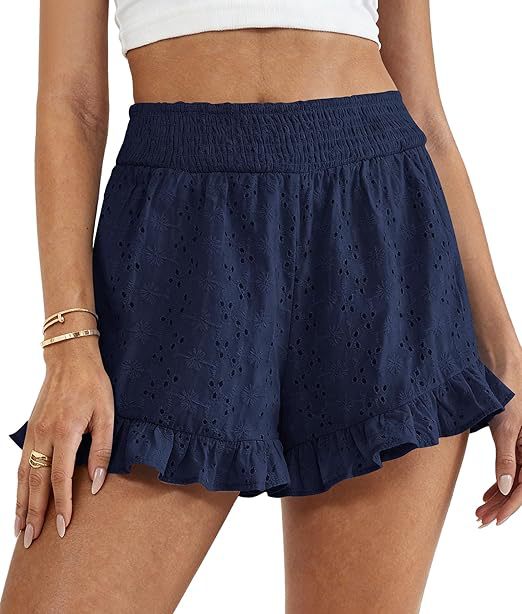 High-waisted Cutout Lace Shorts Womens Casual Beach Shorts