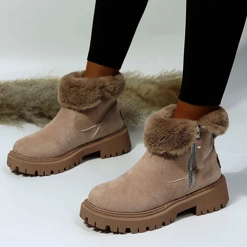 Thick Plush Snow Boots Women Faux Suede Non-slip Winter Shoes Weselleverythingnow