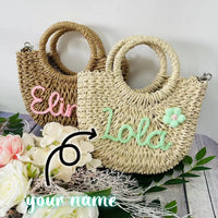 DIY Letter Name Seaside Vacation Style Grass Woven Handbag Straw Tote Crossbody Bag Weselleverythingnow