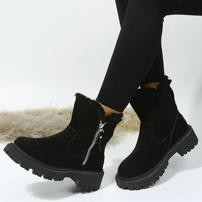 Thick Plush Snow Boots Women Faux Suede Non-slip Winter Shoes Weselleverythingnow