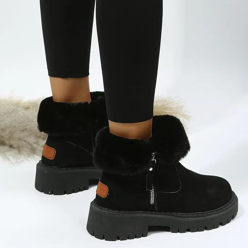Thick Plush Snow Boots Women Faux Suede Non-slip Winter Shoes Weselleverythingnow