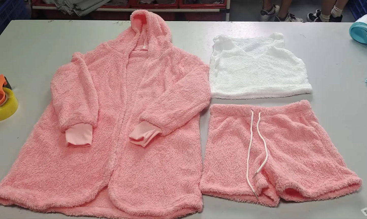 3pcs Womens Clothing Long Sleeve Crop Tank Top And Drawstring Shorts Pajama Set Weselleverythingnow