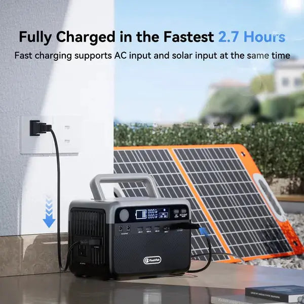 Flashfish 300W Power Station + 60W Solar Panel 230.4Wh LiFePO4 (Peak 600W) Solar Generator AC Outlets Portable Power Station,Power Bank, Battery Backup For Hurricane Emergency/Outdoor Camping Weselleverythingnow