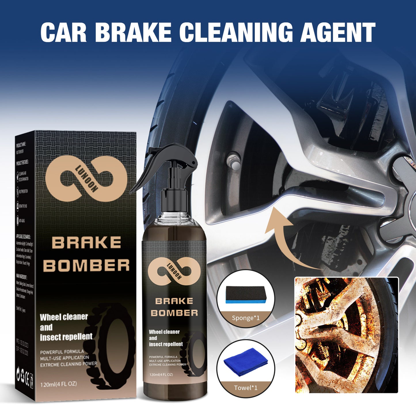 Car Brake Cleanser Car Brake Disc Rust Removal Brilliant Polish Repair Wheel Abnormal Sound Cleaner