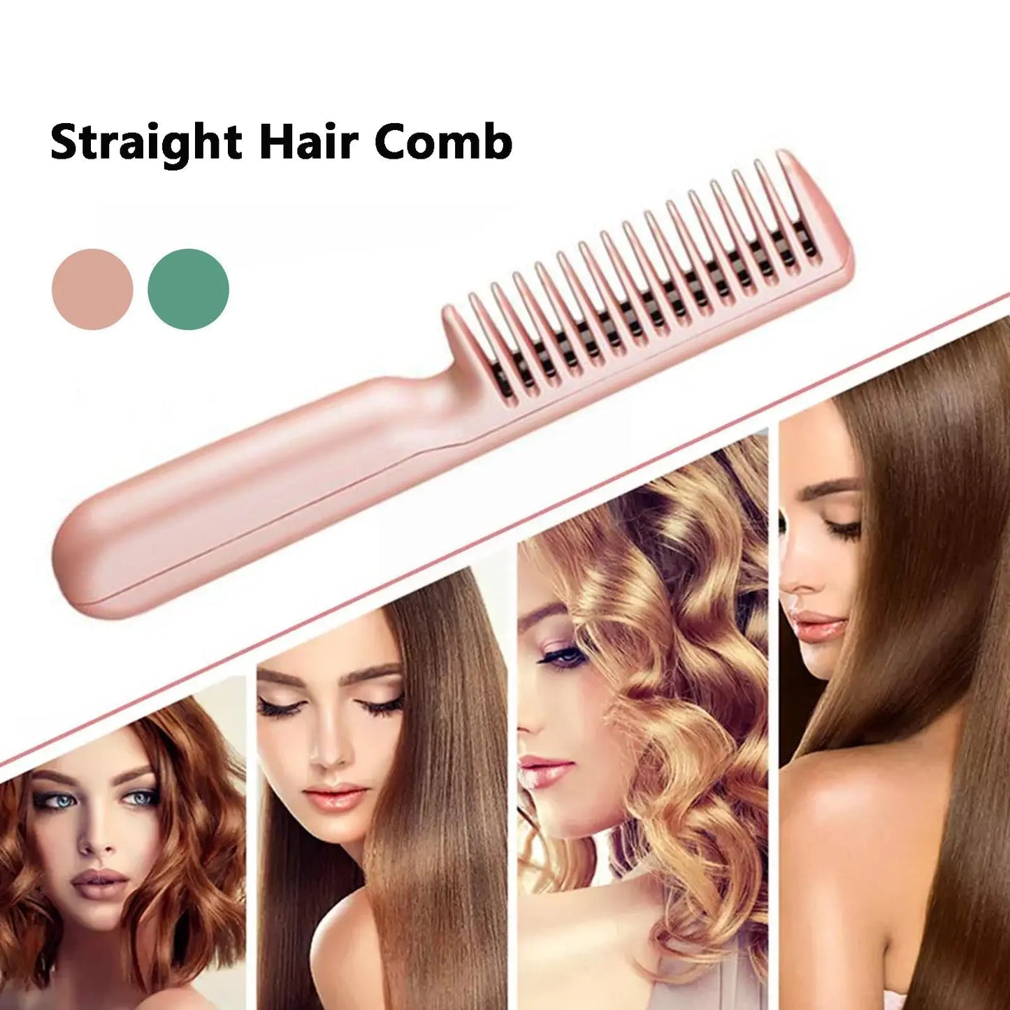 2 In 1 Wireless Straight Hair Comb Portable USB Charging Negative -Ion Smoothing Straightener Curling Comb Hair Brush Weselleverythingnow