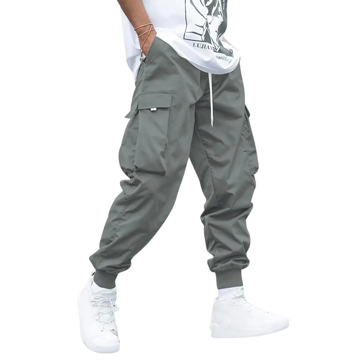Multi-pocket Cargo Pants Men's Casual Hip-Hop Drawstring Trousers Outdoor Streetwear Sports Pant Weselleverythingnow