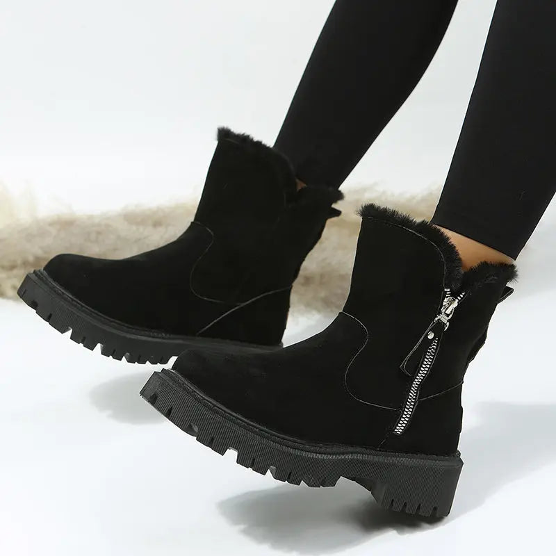 Thick Plush Snow Boots Women Faux Suede Non-slip Winter Shoes Weselleverythingnow