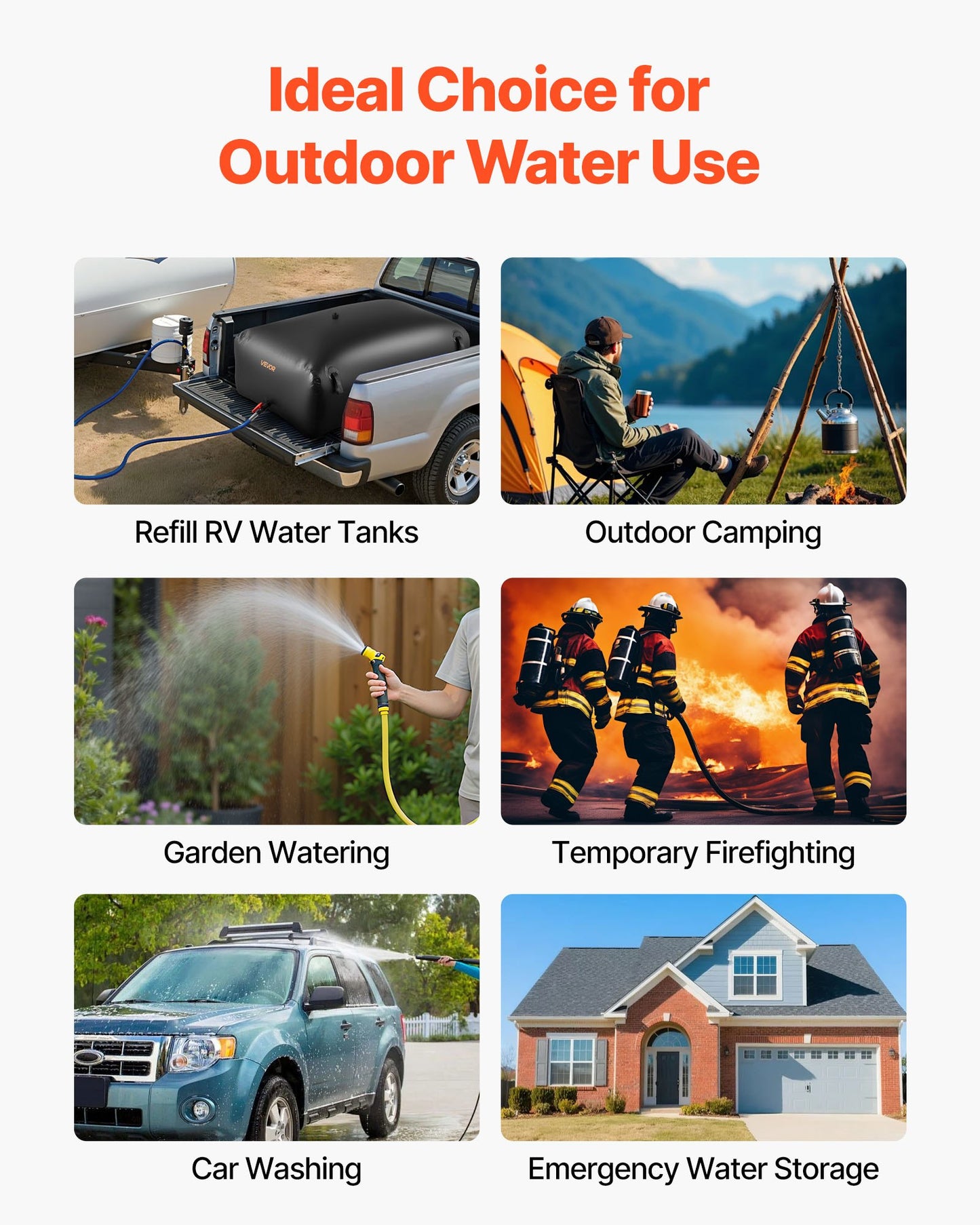Water Storage Bladder, 264.2 Gal Collapsible Water Storage Bag, Wear-Resistant 1000D PVC Soft Waters Bag, Leakproof Camping Tank Containers For Garden Irrigation RV Emergency Use, Black