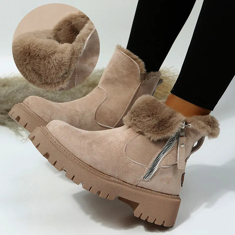 Thick Plush Snow Boots Women Faux Suede Non-slip Winter Shoes Weselleverythingnow