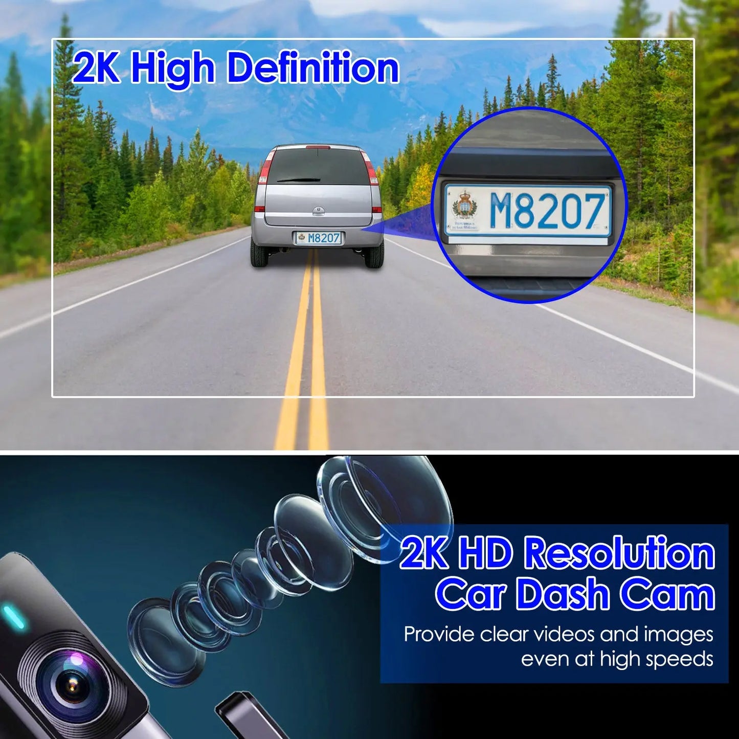1Pc 2K HD Front Dash Cam For Car With IPS Screen Night Vision Loop Recording Included 32G Storage Card 140 Degree Wide Angle WiFi App Control Front Dashcam Weselleverythingnow