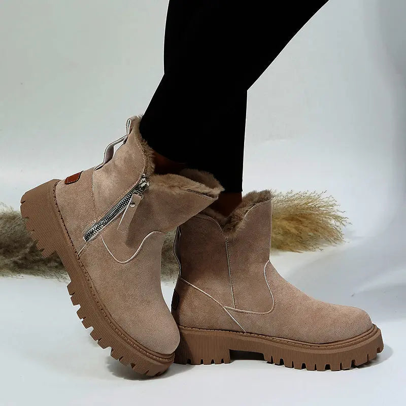 Thick Plush Snow Boots Women Faux Suede Non-slip Winter Shoes Weselleverythingnow