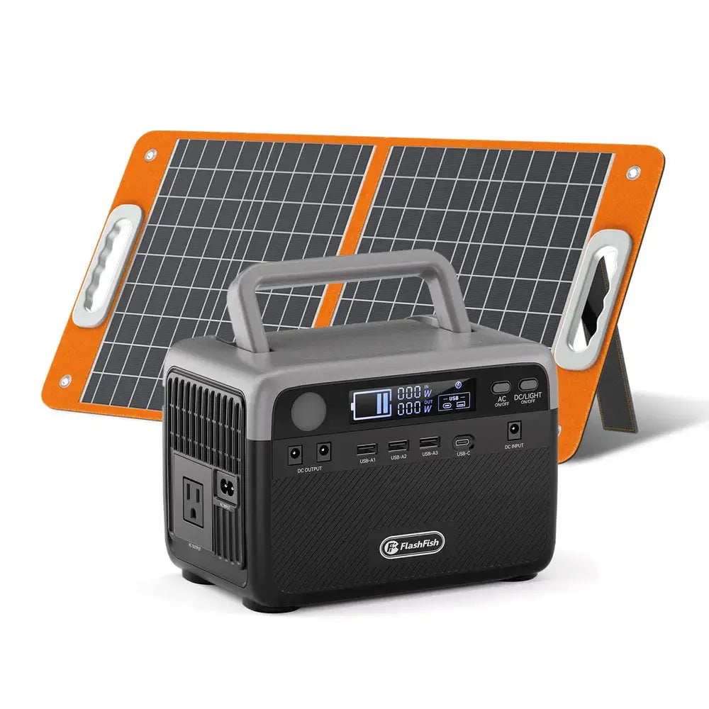 Flashfish 300W Power Station + 60W Solar Panel 230.4Wh LiFePO4 (Peak 600W) Solar Generator AC Outlets Portable Power Station,Power Bank, Battery Backup For Hurricane Emergency/Outdoor Camping Weselleverythingnow